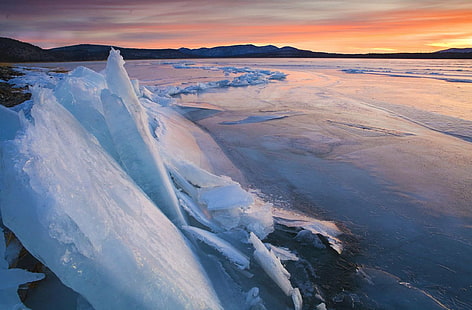 white ice berg during sunset, BLM, Winter, Bucket List, Eagle Lake, ACEC, California, Solitude, Sightings, white, ice berg, sunset, Bureau of Land Management, Areas of Critical Environmental Concern, fishing, wildlife, fish, nature, ice, snow, landscape, scenics, frozen, iceland, cold - Temperature, mountain, glacier, HD wallpaper HD wallpaper