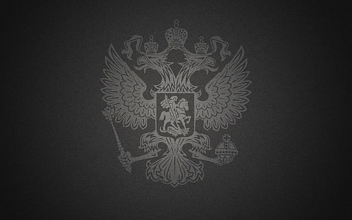 fundo preto, águia de duas cabeças, o brasão de armas da Rússia, HD papel de parede HD wallpaper