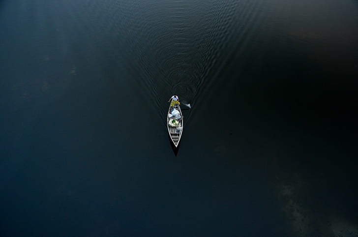 лодка, вода, HD тапет