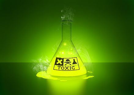 Giftiger Laborkolben, giftig, Glut, Flüssigkeit, Labor, HD-Hintergrundbild HD wallpaper