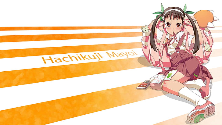 모노 가타리 시리즈, Hachikuji Mayoi, 애니메이션 소녀들, twintails, HD 배경 화면