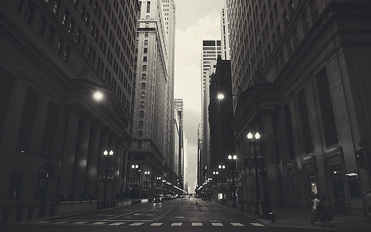 مدينة ، أحادية اللون ، شيكاغو، خلفية HD