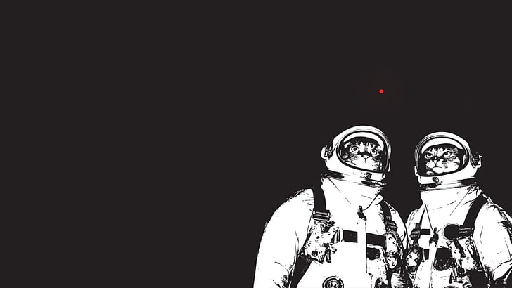 astronot, anak kucing, minimalis, kucing, baju ruang angkasa, Wallpaper HD