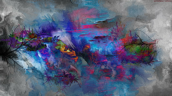абстрактно, живопис, произведение на изкуството, цветно, HD тапет HD wallpaper