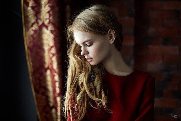 Анастасия Щеглова, женщины, модель, блондинка, портрет, длинные волосы, HD обои