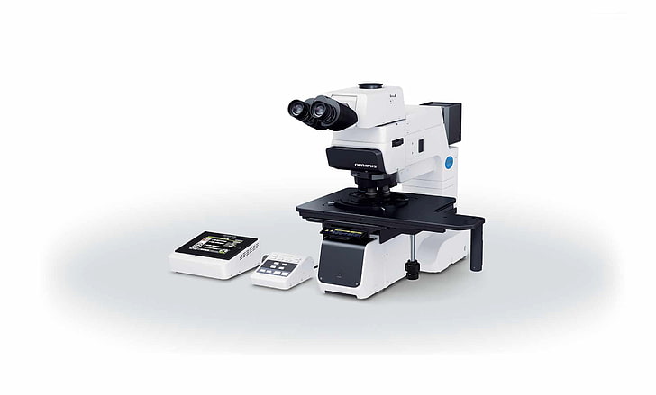 white and black microscope, microscope, mx61a, microsystem, olympus, HD wallpaper