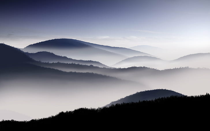Niebla, valle, Fondo de pantalla HD