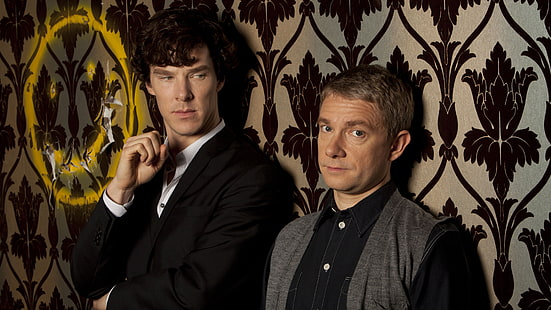 Sherlock and John, sherlock, Benedict Cumberbatch, Martin man, HD wallpaper HD wallpaper