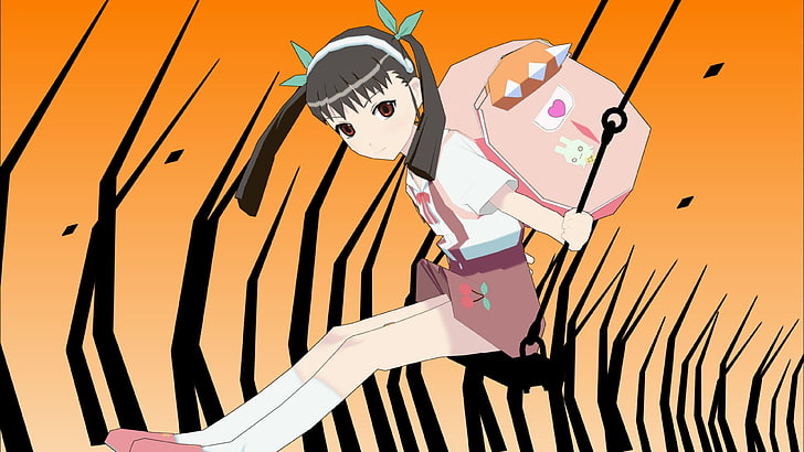 모노 가타리 시리즈, Hachikuji Mayoi, 애니메이션 소녀들, twintails, HD 배경 화면