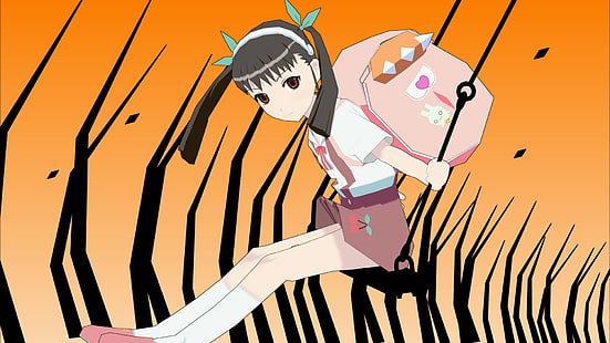 모노 가타리 시리즈, Hachikuji Mayoi, 애니메이션 소녀들, twintails, HD 배경 화면 HD wallpaper