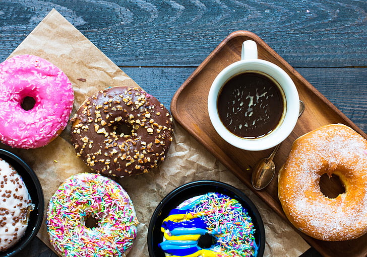 Food, Doughnut, Cup, Still Life, Sweets, HD wallpaper