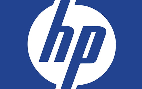 Logo Hewlett Packard, logo HP, komputery, HP, niebieski, logo, tło, Tapety HD HD wallpaper