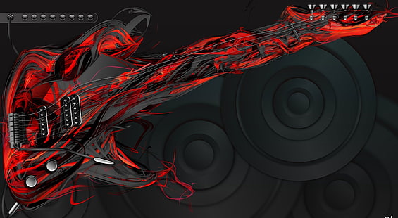 Illustration der E-Gitarre, der roten und schwarzen E-Gitarre, Musik, HD-Hintergrundbild HD wallpaper