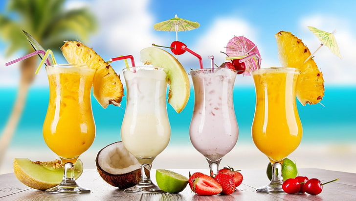 Cocktail, Ananas, Obst, Sommer, genießen, HD-Hintergrundbild