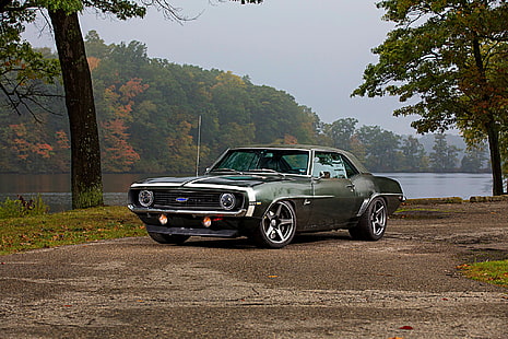 1969, automático, automóvel, carro, clássico, personalizado, quente, músculo, haste, veículo, HD papel de parede HD wallpaper