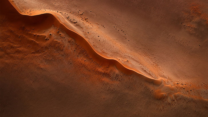 coklat gagang kayu pisau stainless steel, gurun, pasir, batu, lanskap, alam, pemandangan, foto drone, Wallpaper HD