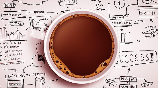 кофе, мотивация, доска, чашка, HD обои HD wallpaper