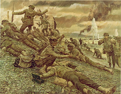 silah, şekil, Fransa, sanat, askerler, ekipman, Normandiya, WW2, müttefik birliklerin inişi, 6 Haziran 1944, HD masaüstü duvar kağıdı HD wallpaper