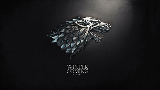 Game of Thrones, Direwolf, Winter Is Coming, sigils, simple background, digital art, House Stark, A Song of Ice and Fire, HD wallpaper HD wallpaper