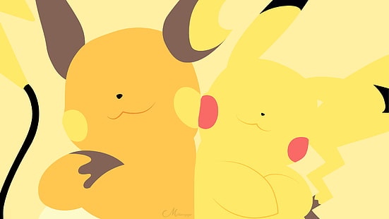 Pokémon, Minimalist, Pikachu, Raichu (Pokémon), Vector, วอลล์เปเปอร์ HD HD wallpaper
