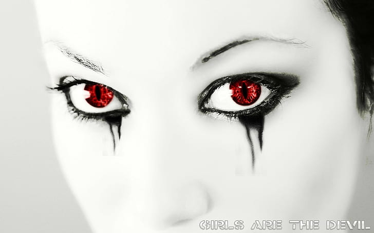 women, red eyes, eyes, HD wallpaper