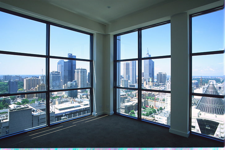 desain interior, situs konstruksi, gedung pencakar langit, jendela, Wallpaper HD