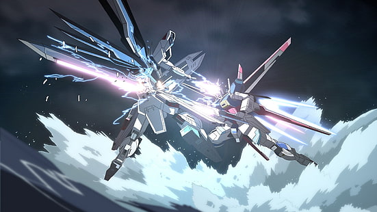 Gundam digital wlalpaper, Gundam Seed, мех, мобильный костюм Gundam SEED, Gundam, ZGMF-X10A dom, ZGMF-X56S Impulse Gundam, HD обои HD wallpaper