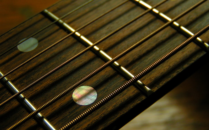 brown guitar neck, guitar, strings, strips, HD wallpaper
