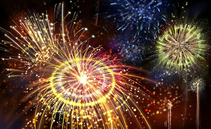 Fireworks, assorted-color fireworks, Holidays, New Year, Fireworks, colorful fireworks, Celebration, new year's eve, happy new year!, new years fireworks, fireworks show, new year's eve 2012, HD wallpaper