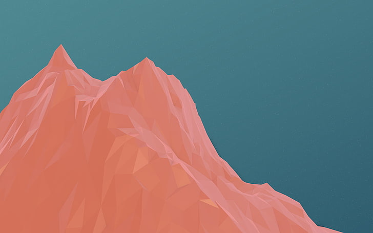 ilustrasi gunung coklat, seni digital, minimalis, pegunungan, latar belakang sederhana, poli rendah, Wallpaper HD