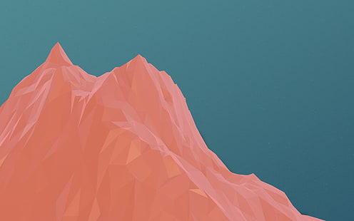 茶色の山の図、デジタルアート、ミニマリズム、山、シンプルな背景、低ポリ、 HDデスクトップの壁紙 HD wallpaper