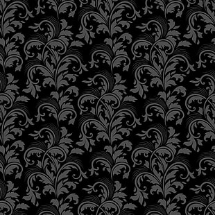 серый, фон, узор, черный, текстура, орнамент, винтаж, HD обои HD wallpaper