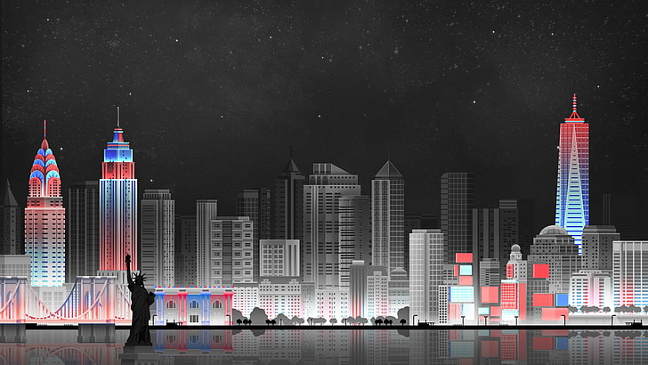 Freiheitsstatue Tapete, Stadtbild, Grafik, Caio Perez, New York City, HD-Hintergrundbild
