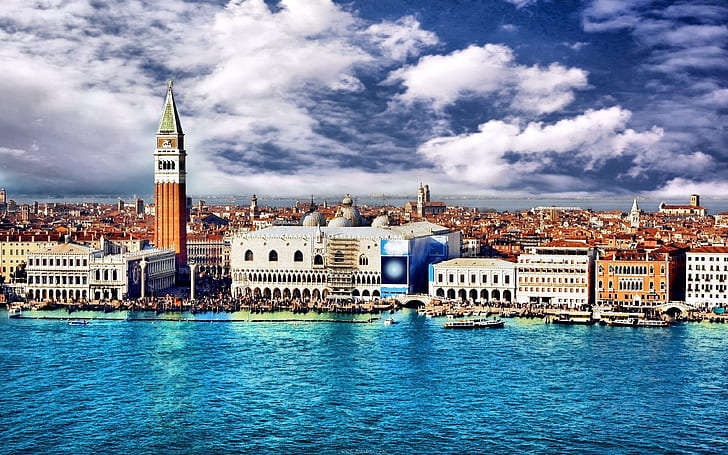 Venedig stadstorg St Mark, kyrkan San Giorgio Maggiore Italien Hd Bakgrund 3840 × 2400, HD tapet