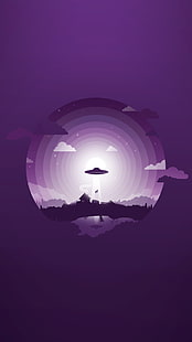 UFO-Illustration, materieller Stil, Minimalismus, Gentoo, HD-Hintergrundbild HD wallpaper