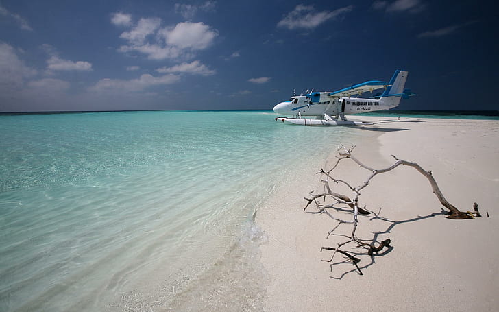 Малдивско въздушно такси, плаж, природа, малдивско, такси, HD тапет
