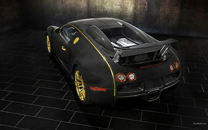 Bugatti Veyron Carbon Fiber HD, black and yellow bugatti veyron, cars, bugatti, carbon, fiber, veyron, HD wallpaper