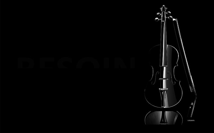 mörker, bakgrund, svart, violin, minimalism, musikinstrument, HD tapet