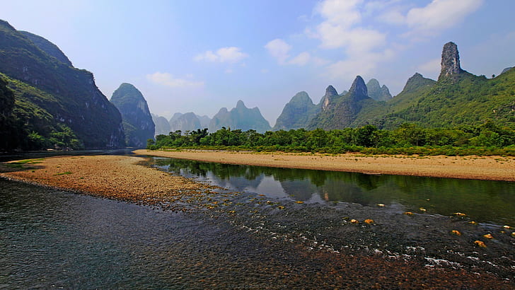 المناظر الطبيعية الطبيعة Lijiang River Jacqueline National Park Guangxi Guilin China Desktop Hd Wallpapers 1920 × 1080 القرار، خلفية HD