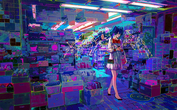Anime, Anime Girls, Vocaloid, Hatsune Miku, Twintails, langes Haar, HD-Hintergrundbild