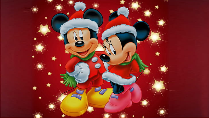 Mickey et Minnie Mouse thème de Noël papier peint de bureau Hd pour téléphones mobiles et ordinateurs portables 3840 × 2160, Fond d'écran HD