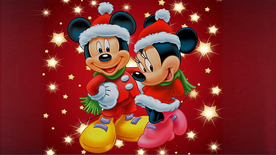 ミッキーアンドミニーマウスクリスマステーマデスクトップ壁紙Hd携帯電話およびラップトップ3840×2160、 HDデスクトップの壁紙 HD wallpaper