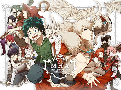Boku no Hero Academia و Midoriya Izuku و Bakugō Katsuki و Uraraka Ochako و Tsuyu Asui و Ashido Mina و Todoroki Shōto، خلفية HD HD wallpaper