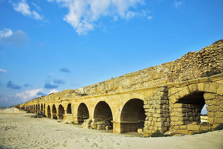 israel, roman, the aqueduct of the roman period at coast, HD wallpaper