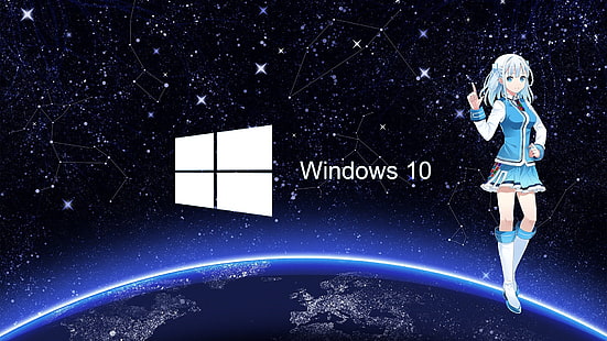 Logo Windows 10, anime, anime girls, Windows 10, os-tan, Touko Madobe, Fond d'écran HD HD wallpaper
