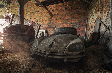 machine, scrap, Citroën DS, HD wallpaper HD wallpaper