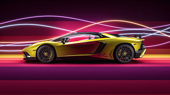 Alex Vatavu, färgrik, bil, Lamborghini, Lamborghini Aventador, fordon, gula bilar, HD tapet HD wallpaper