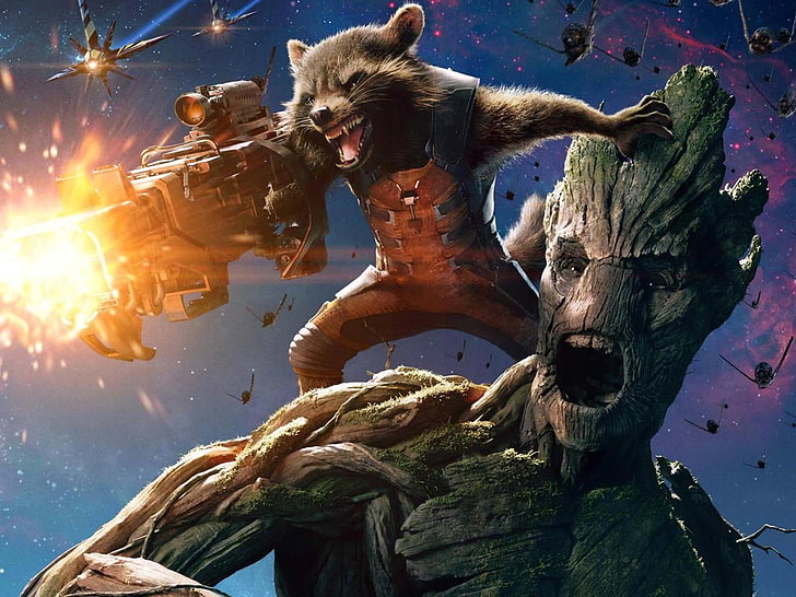 Rocket And Groot Guardians der Ga, Groot and Rocket Raccoon-Tapete, Filme, Hollywood-Filme, Hollywood, 2014, HD-Hintergrundbild