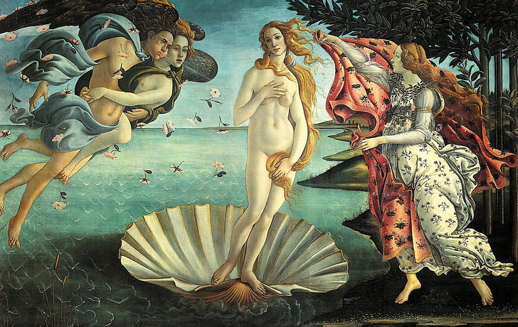 Nacimiento de Venus por Botticelli, imagen, El nacimiento de Venus, mitología, Sandro Botticelli, Fondo de pantalla HD