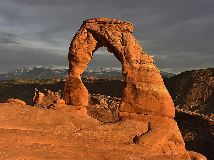 Delicate Arch, Sunset, Arches National Park,..., United States, Utah, Travel, Nature, Landscape, Sunset, Scenery, Trip, Mountains, Amazing, Photography, Park, Arch, Holiday, Natural, Adventure, Vacation, moab, Tour, unitedstates, touristattraction, landmark, archesnationalpark, tourism, traveltheworld, lasalmountains, naturalarch, HD wallpaper